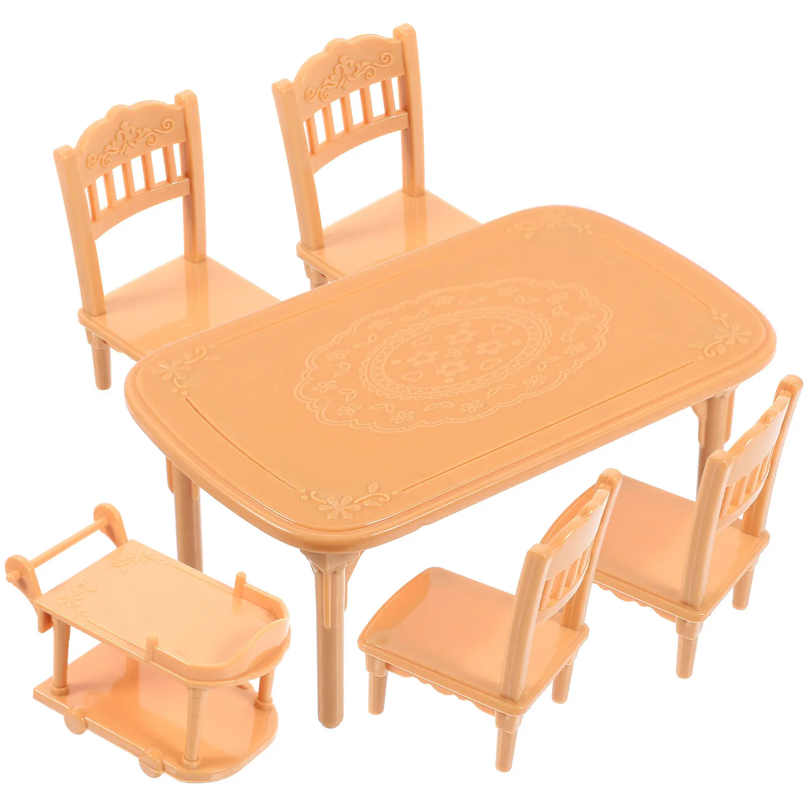 

1Set 1:12 Dollhouse Mini Kitchen Furniture Set Dining Table and Chair High Detail Realistic Miniature Dining Room Decor Small