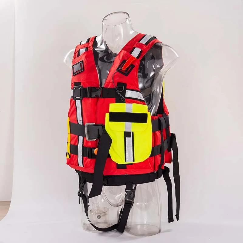 Life Jacket Adult Reflective Safety Vest with Whistle Multi Buckle Adjustable Swimming Boating Fishing Water Rescue Gear