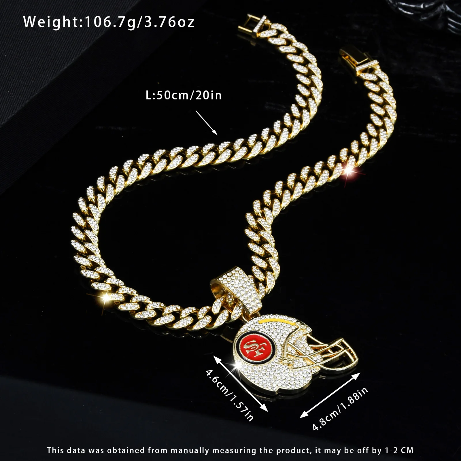 Corde J-Collier avec Pendentif de Football de Cleveland pour Homme, Bijoux Hip Hop, Cubain, Miami, Glacé, Bling