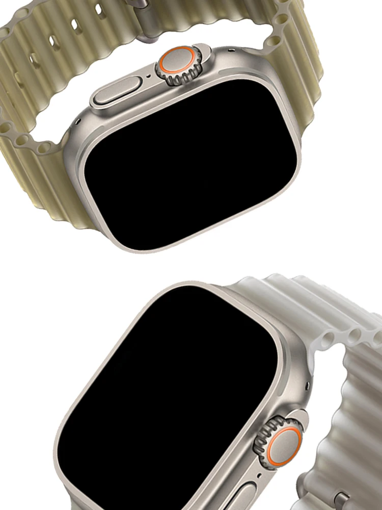 Pasek URVOI do Apple Watch Ultra 4 3 2 Series 12 11 10 9 SE3, silikonowy pasek do iWatch, sportowy pasek Ocean, 44 45 46 49 mm. — 2