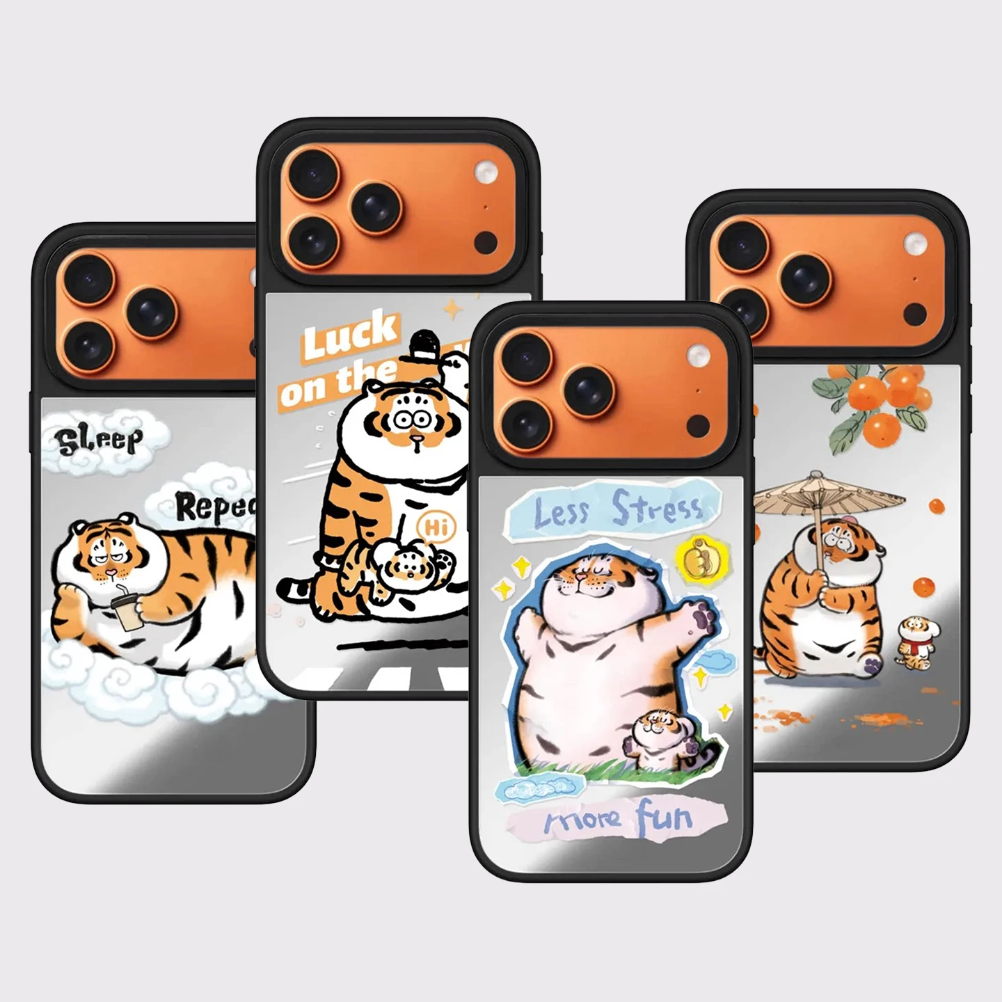

Cartoon Fun Tiger Mirror Surface Magnetic Phone Case Cover for IPhone 12 13 14 15 16 17 Pro Max Case for IPhone 17 Air