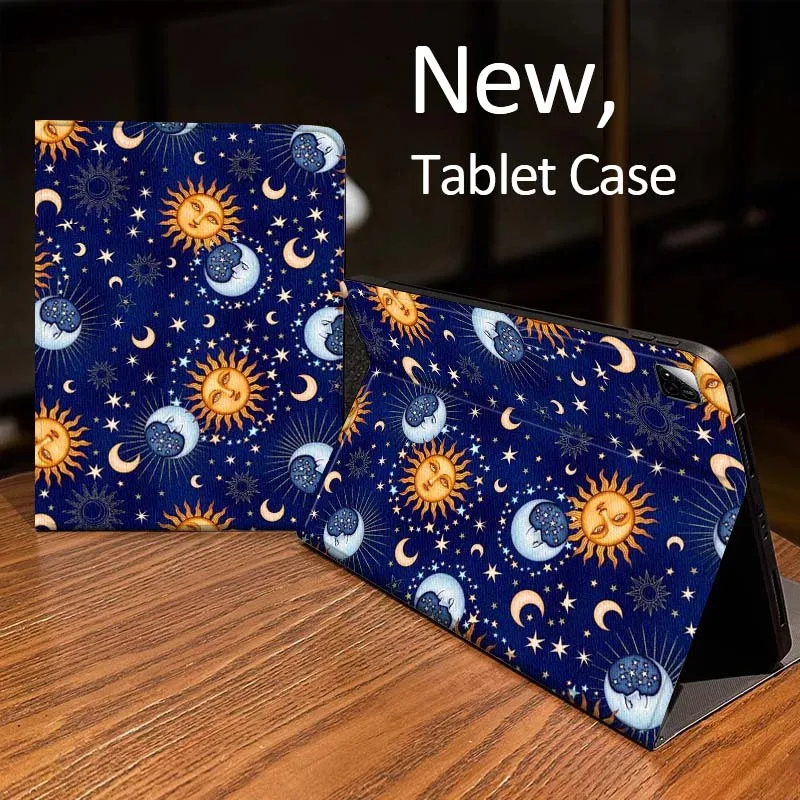 

Чехол для планшета Xiaomi Mi Redmi Pad 2 4 5 7S 6S 6 7 8 Plus SE Pro K 2025 с рисунком луны и звезд, 8.7-11 дюймов