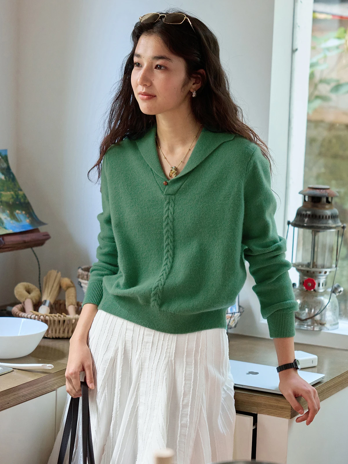 

Женский вязаный свитер Solighter из 100% мериносовой шерсти, свободный крой, длинный рукав, весна-осень-зима, цветной