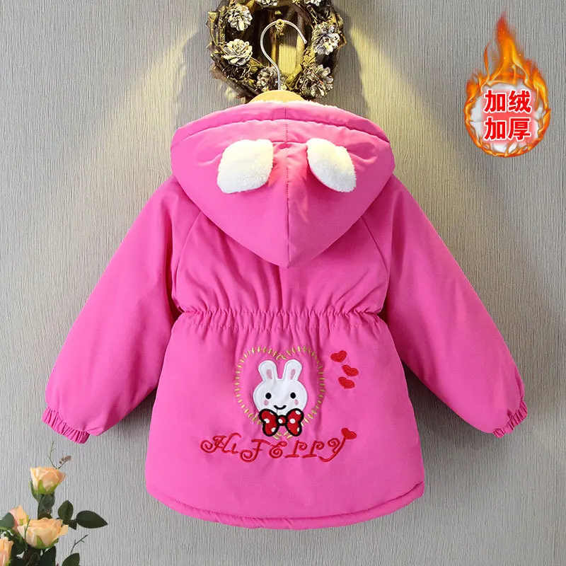 Children's autumn winter plush coat new fashion girls' cartoon Baseball uniform jacket children's thick hooded Warm overcoat