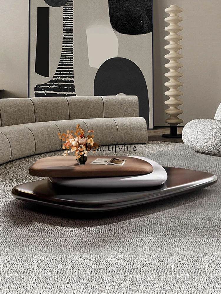 Italian Rotating Coffee Table Minimalist Creative Living Room Modern Minimalist Pebble Shaped Coffee Table