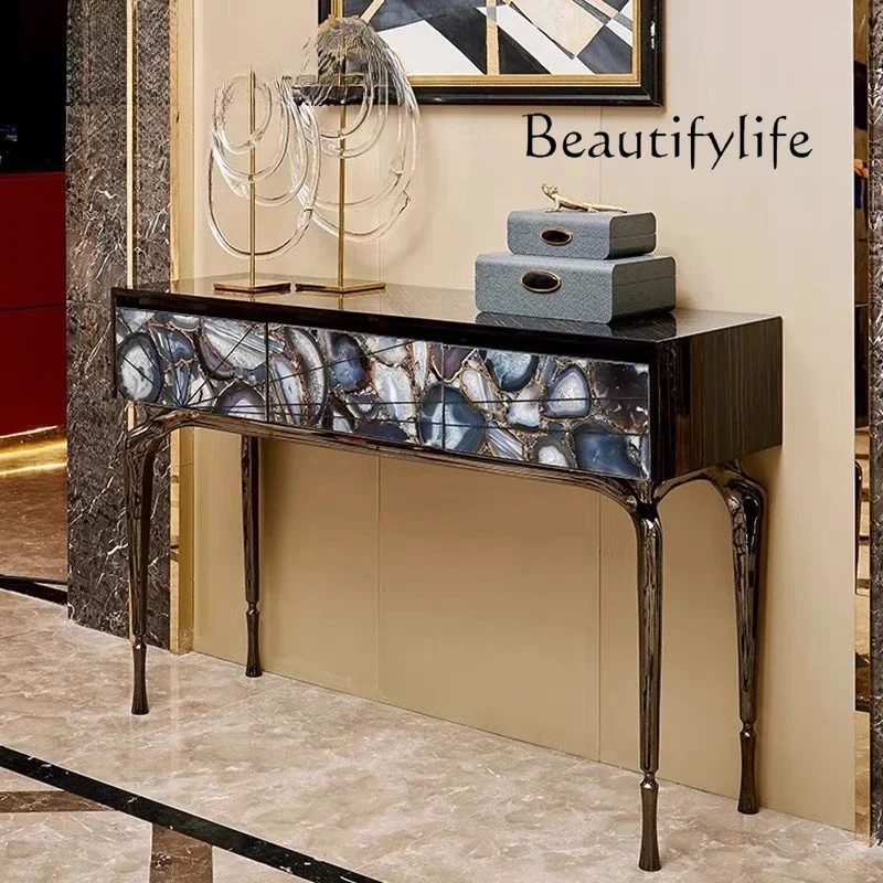 

Nordic Entrance Cabinet Light Luxury Luxury Designer Mansion Villa Large Flat Floor Foyer Luxury Stone Locker