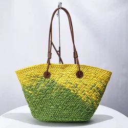 Beach Straw Tote Bags For Women Luxury Designer Handbags And Purses 2024 New In Papyrus Woven Large Capacity Underarm Shoulder