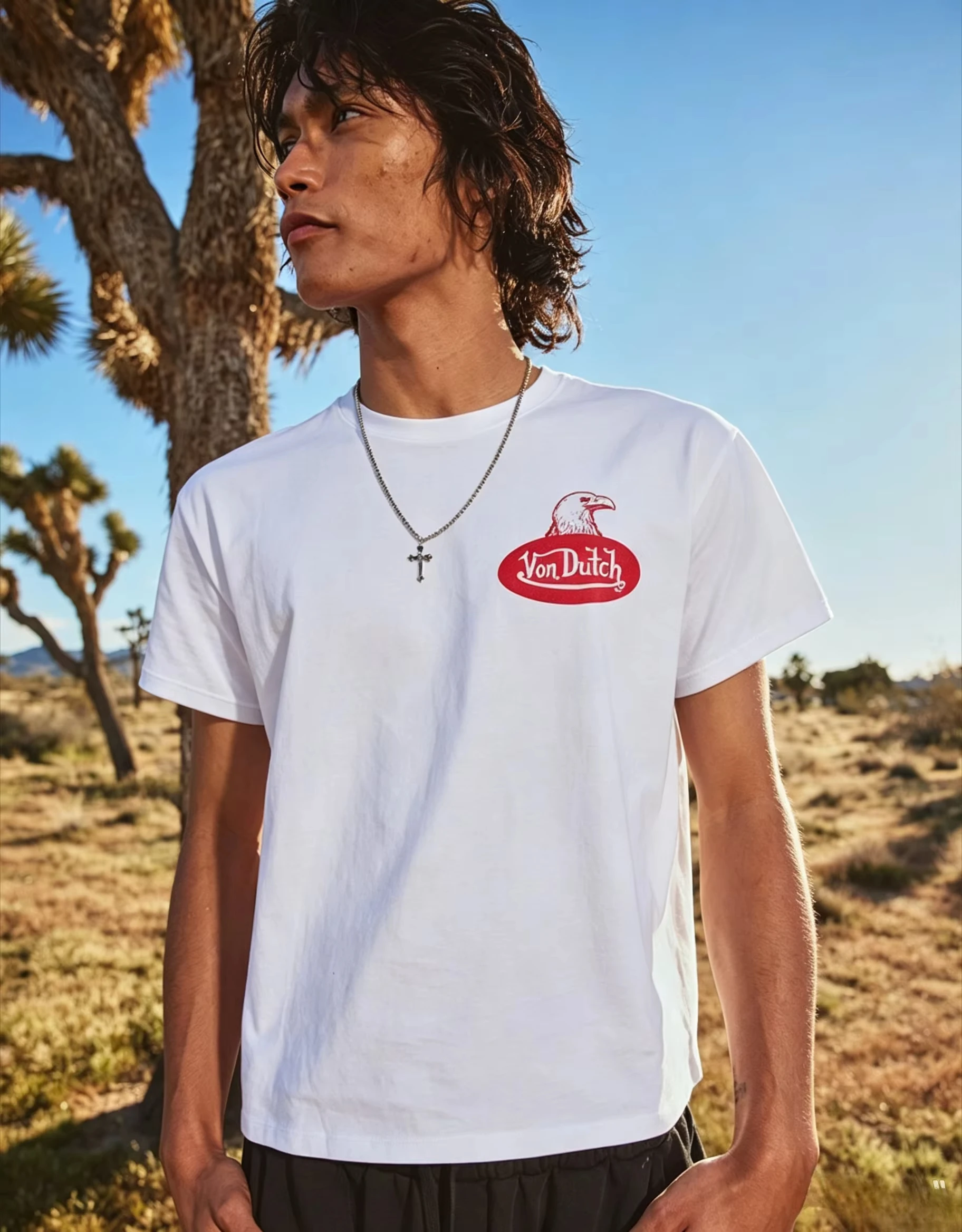 2026 Summer Vintage Oversized T‑Shirt For Adults Kids Hip Hop Retro Cross Script Double Sided Art Loose Short Sleeve Street Tee