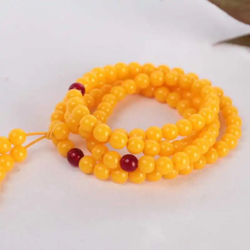 8mm 108 artificial amber bead bracelet elastic Peace Health Wrap Yoga Mala Party Handmade Sacred Fragrant Prayer