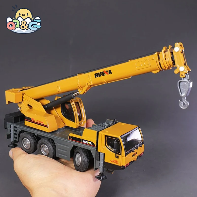 Huina 1702 1:50 Alloy Truck-Mounted Crane Model Simulation Construction Engineering Vehicle Crane Huina Children's Toy Car