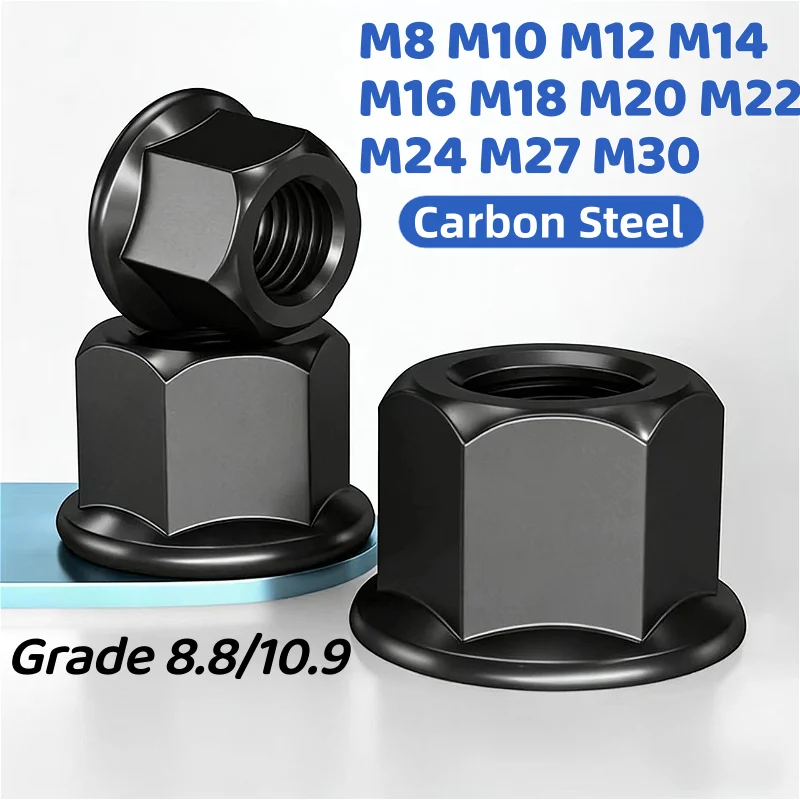 Grade 8.8/10.9 Black Carbon Steel M8 M10 M12 M14 M16 M18 M20 M22 M24 M27 M30 Flange Face Gasket Nut Hex Thickened High Pressure