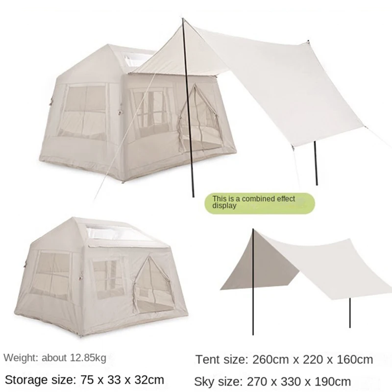 Quick Automatic Opening Inflatable Outdoor Tent, Travel Air Tent, Rainproof, One Room, Family Camping Supplies, 16.2m ², 3-5P