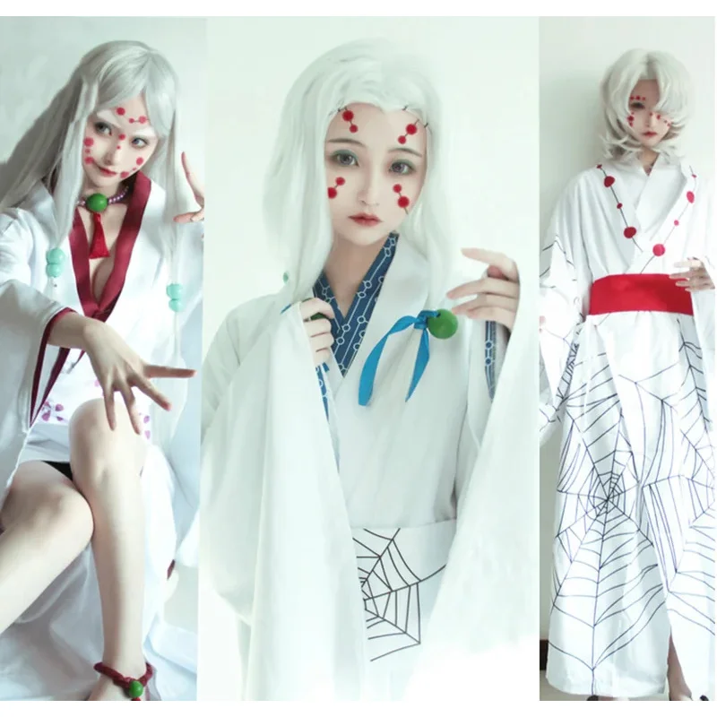 

Halloween Anime Cosplay Spider Mother Brother and Sister Cosplay Costume Kimono Halloween White Kimono Accessories
