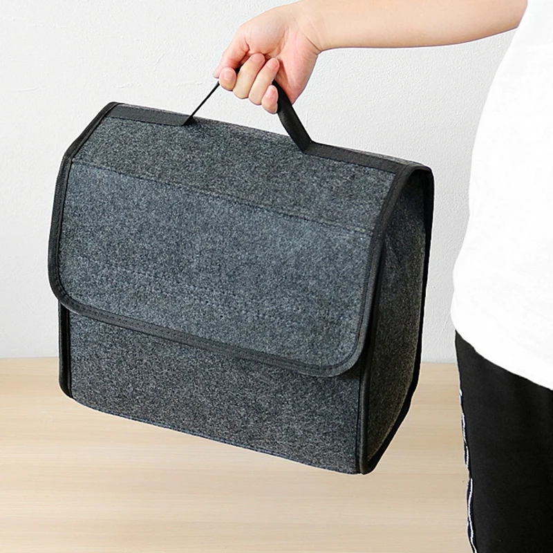 Car Trunk Organizer Soft Felt Storage Box Car Storage Bag Large Anti Slip Compartment Boot Storage Organizer Accessories