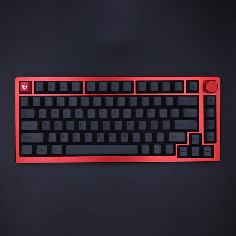 Gaming Mechanical Keyboard Heavy Metal Minimalist Black PBT Keycap Cherry Profile 130 Key Dye-Subbed Gateron Kailh Box Mx Switch