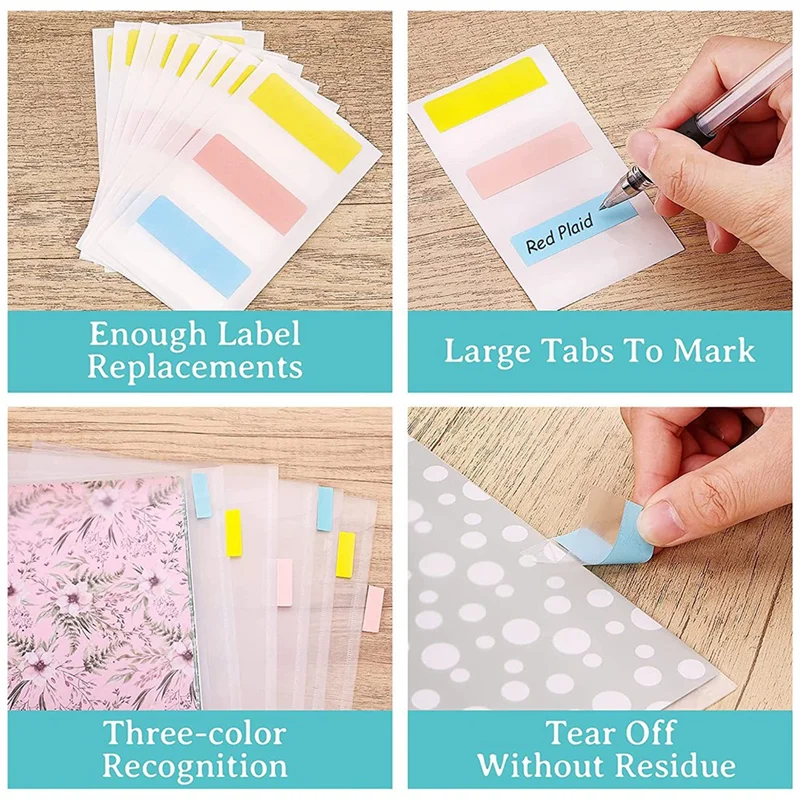 حقيبة ملفات شفافة أفقية PP المفاجئة حقيبة تخزين القرطاسية الصغيرة A5 حقيبة المعلومات حقيبة الملفات مع التسمية (8 قطع)