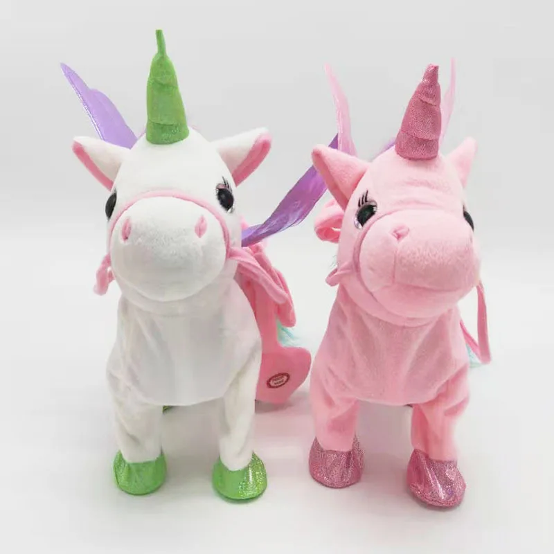 Wholesale Of Walking Unicorn Plush Toys Rope Tied Electric Dolls Singing And Swinging Dolls Holiday Gifts  Unicorn Electric Doll