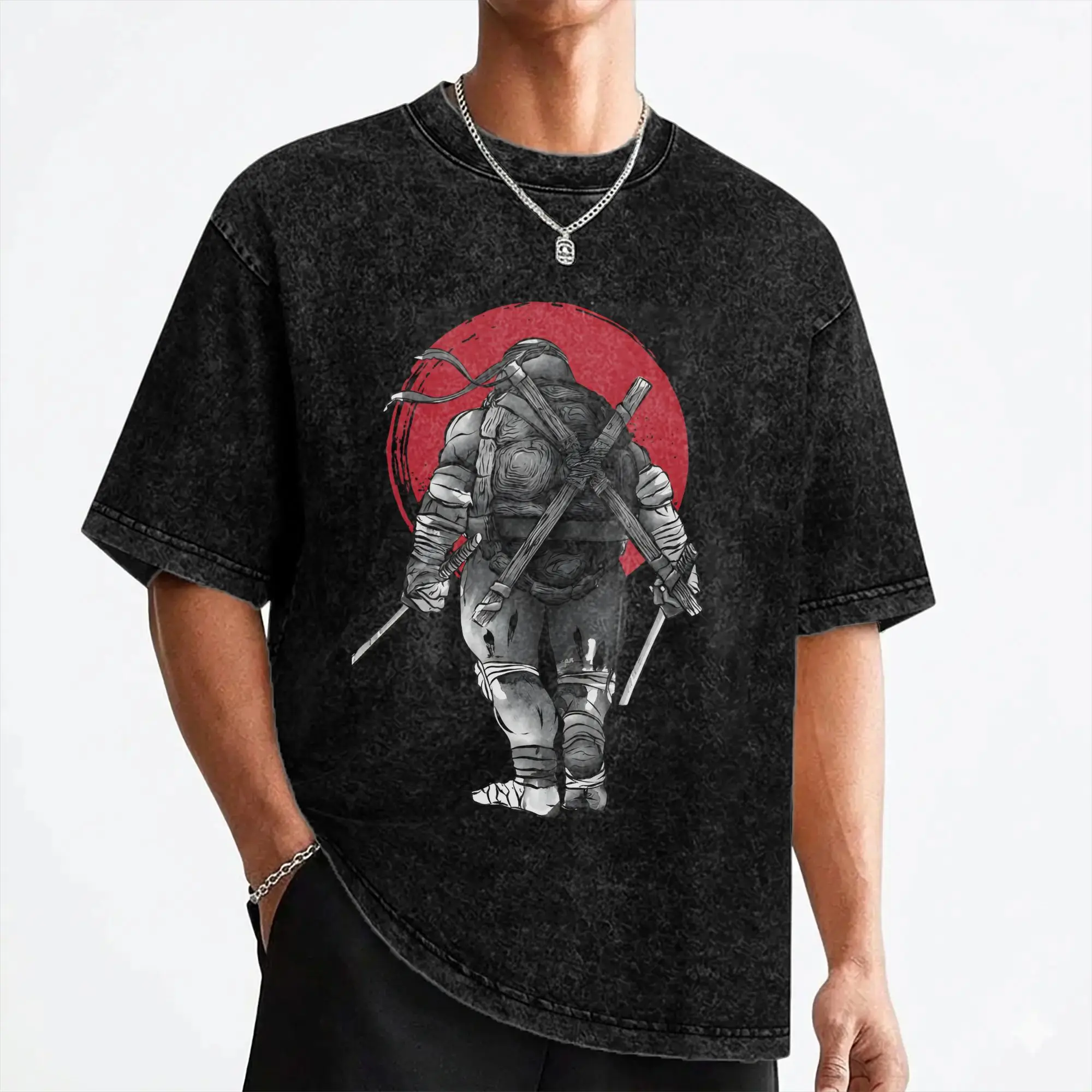 Anime Ninja T-Turtles Washed T Shirt Streetwear Vintage T-Shirt  Tees Tops for Men Women Short Sleeve Street Graphic Printed