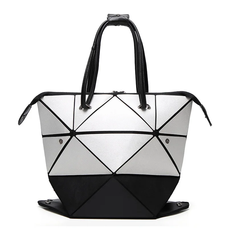 Leisure and environmentally friendly handbag, versatile folding shoulder bag, patent leather geometric diamond bag