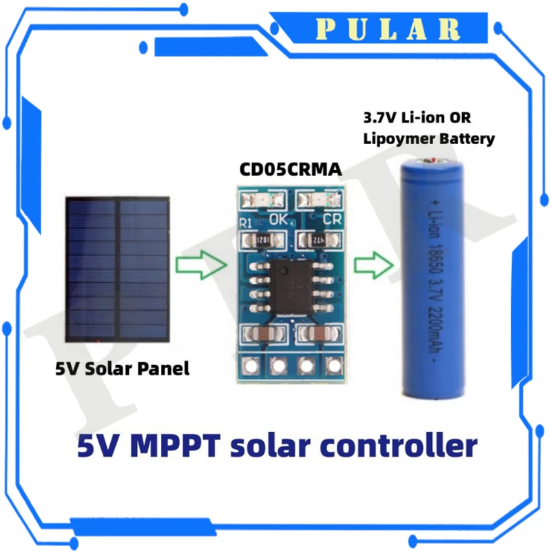 MPPT Solar Charge Controller 1A 4.2V 3.7V 18650 LiPo Li-ion Lithium Battery Charger Module SD05CRMA Solar Panel Battery Charging