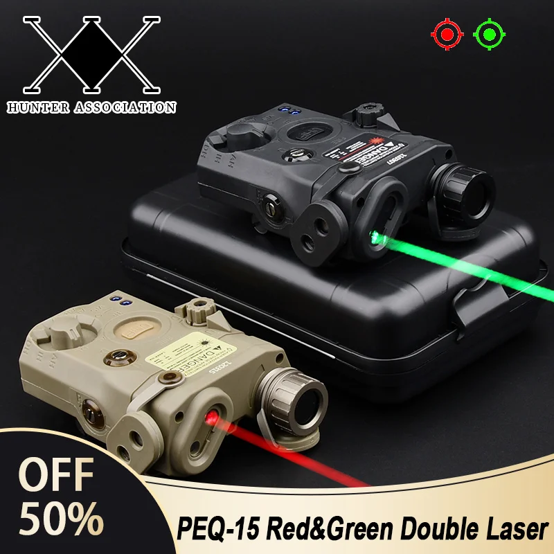 

PEQ-15 Tatical Red Green Dot Dual Beam Laser Sight AN No Light IR Fit 20mm Picatinny Rail UHP Airsoft Weapon Hunting Indicator