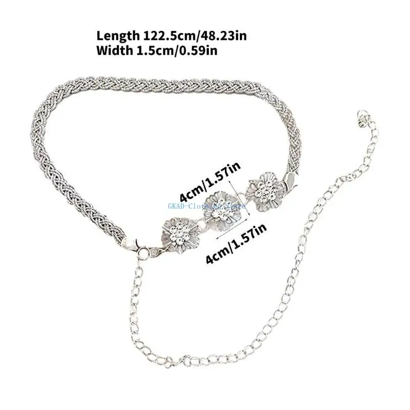 N0PE Crystal Women Fashion Body Body Bress Long Weist Belt Brut