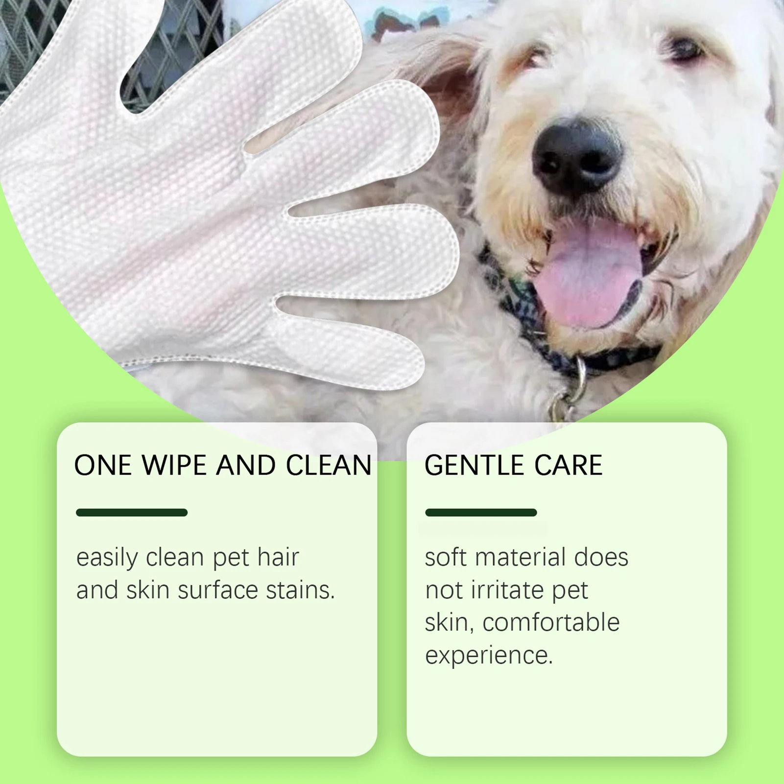 

5 Pair Disposable Pet Glove Wipes Easy to Use Gentle Deodorizing Wipes for Pet Paws Butt and Body