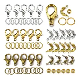 100pcs Lobster Clasp Jump Rings Connector Clasp Crimp End Beads For Bracelet Necklace Chains DIY Jewelry Making Accessories Set