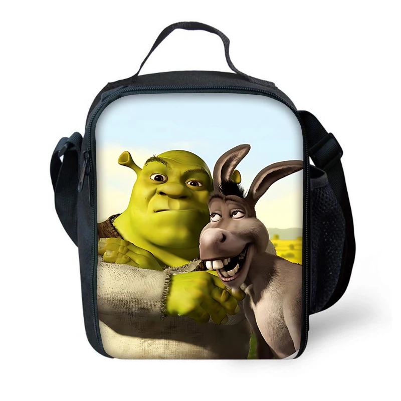 Bolsa de gran capacidad con aislamiento divertido S-Shreks para niños y niñas, fiambrera térmica reutilizable para pícnic al aire libre