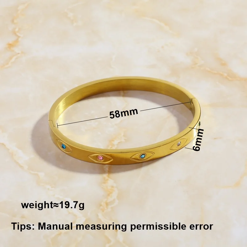 SOMMAR Fashion jewellery charms Gold Plated Girl bangles Colored Zircon 6mm Wide Bangle bracelet Women jewelry image 2
