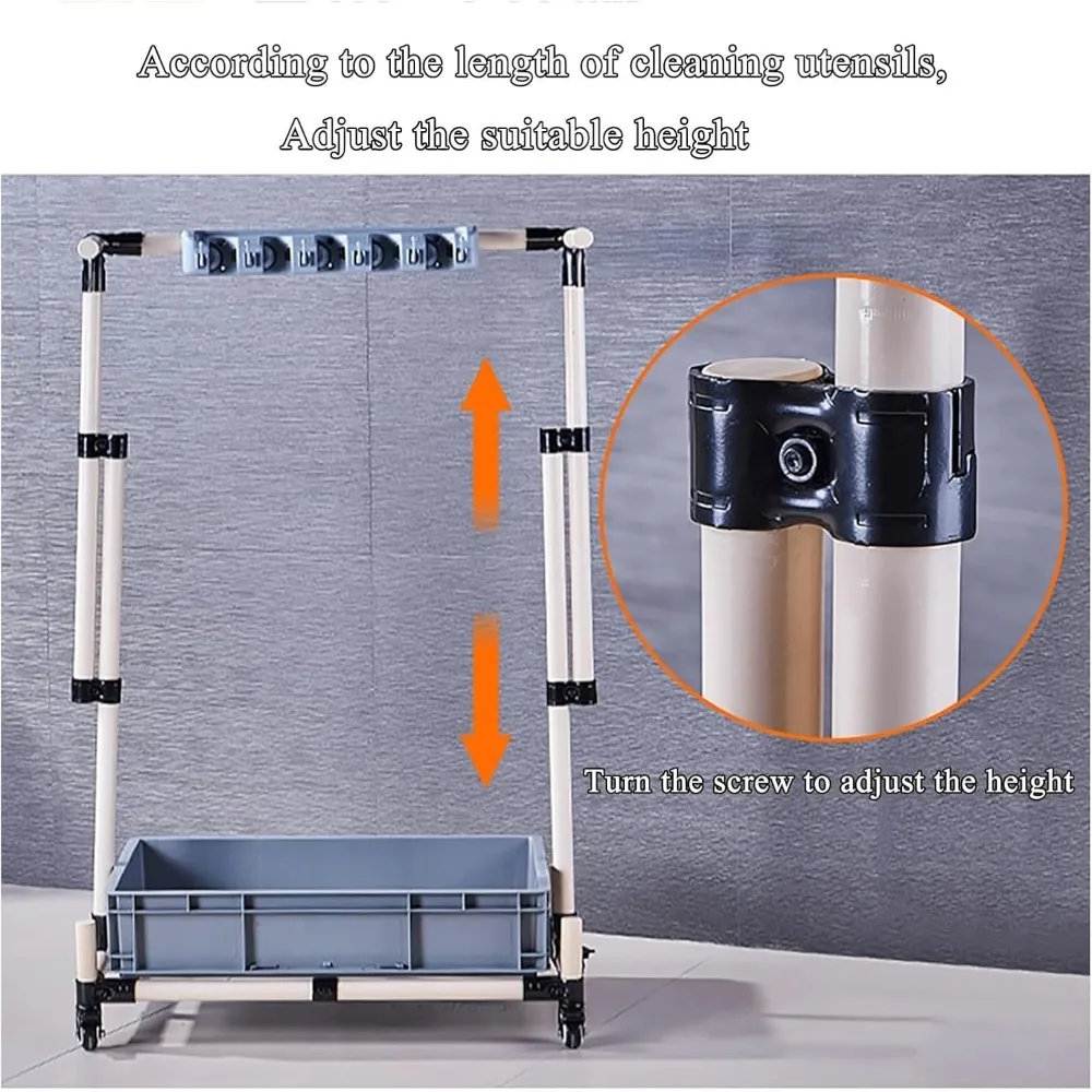 Porta scopa da pavimento per riporre gli strumenti di pulizia in varie impostazioni