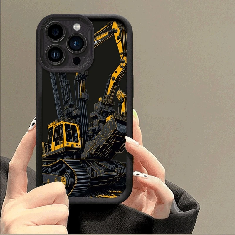 حافظة هاتف محمول بنمط حفارة لهاتف آيفون 17 16 برو 15 برو 14 13 12 11 XS 14 PRO MAX 16 plus 14Pro 12pro غلاف ناعم