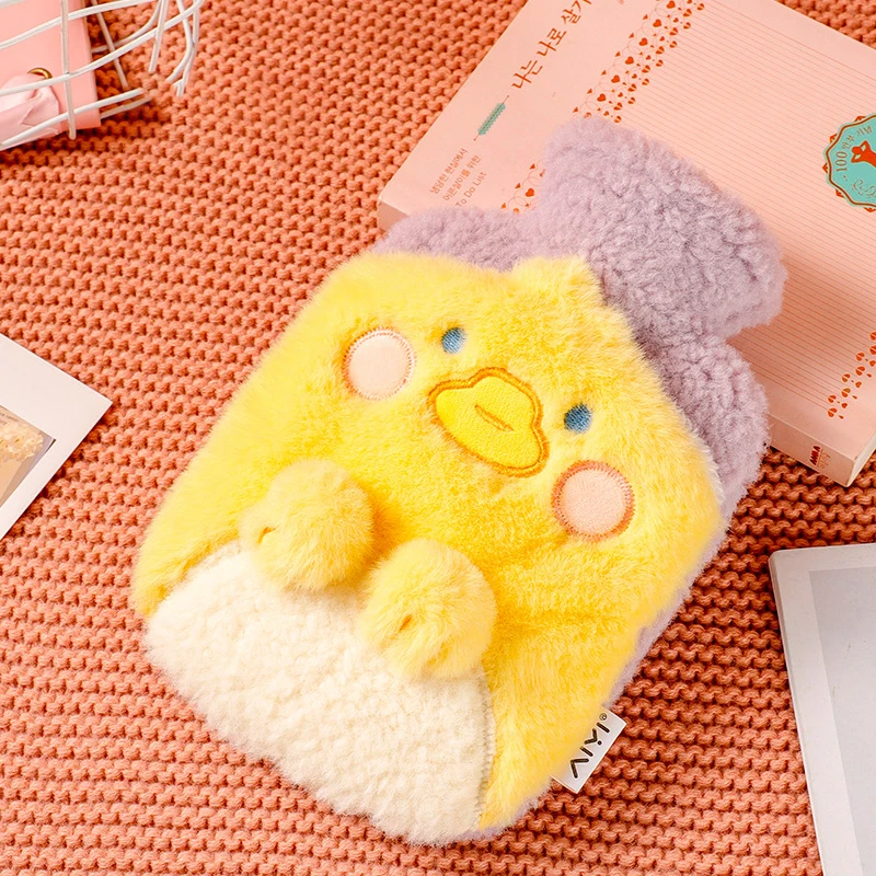 

Plush Cover Water Injection Hot Water Bottle Portable Belly Pain Relief Hand Warmer Warm Water Bag Soft And Reusable