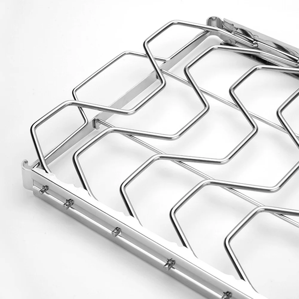 

Складная решетка для гриля из нержавеющей стали для ребрышек и стейков, портативная, устойчивая к ржавчине, с полой конструкцией, 26,6 x 22,2 x 2,3 см