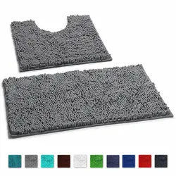 1/2pcs High Quality Colorful Washable Anti Slip Bathroom Mat Set Bath Mats Pedestal Rug Chenille Bathroom Supplies Home Decor