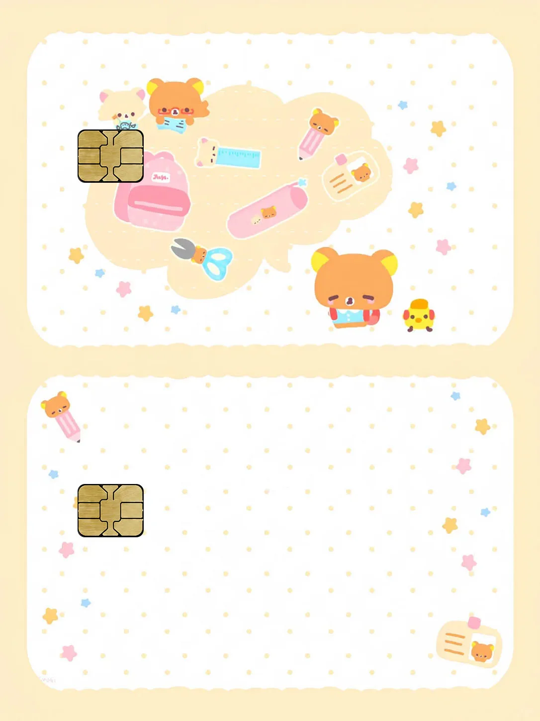 2 Stück/Set Niedlicher Rilakkuma Bär Rosa Polka Dot SIM-Karten-Aufkleber Inspiriertes Accessoire für Mädchen Y2K Ästhetische Dekoration Geschenk – Detail 2