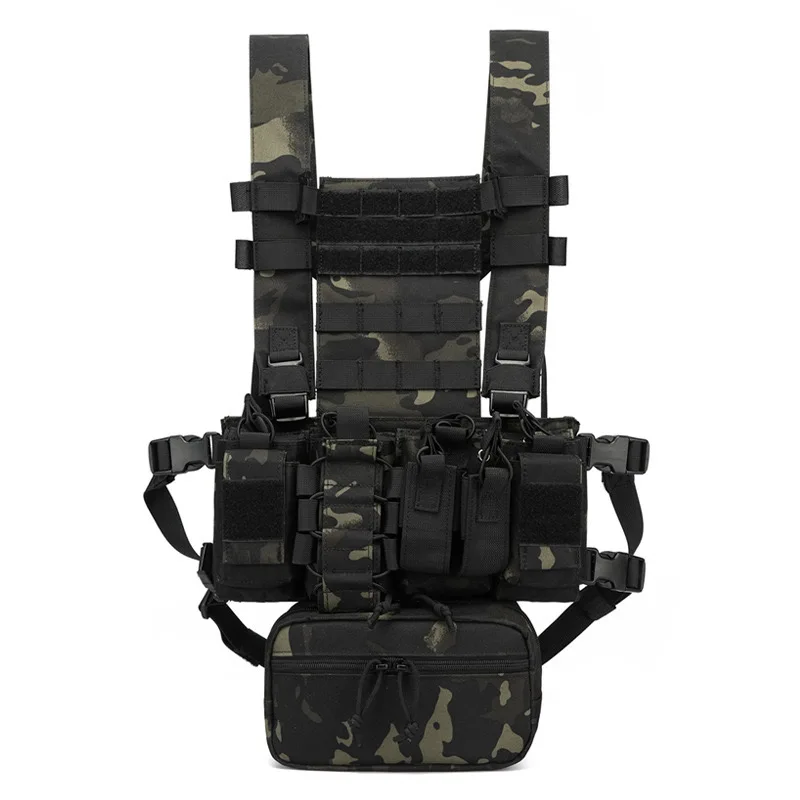 Plate-forme de poitrine de gilet tactique militaire avec sangles réglables et pochette de grande capacité pour l'aventure en plein air et les missions tactiques