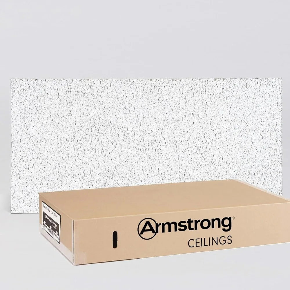 Carreaux de plafond 2x4 - 12 pcs Blanc ; Plafonds acoustiques pour grille suspendue ; FISSURED 755