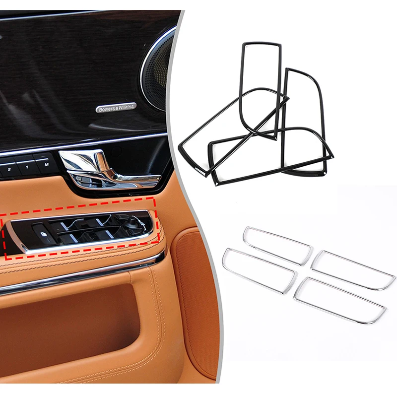 

For Jaguar XJ 2010-2019 ABS Car Window Glass Lifting Frame cover Glossy black/silver Decoration Sticker Interior Car Accessories
