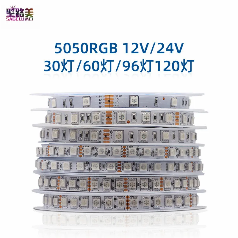 5M RGB 5050 LED Strip Lights DC 12V 24V 30/60/96/120leds Flexible Tape Strips Lighting For TV Backlight Living Room Decoration