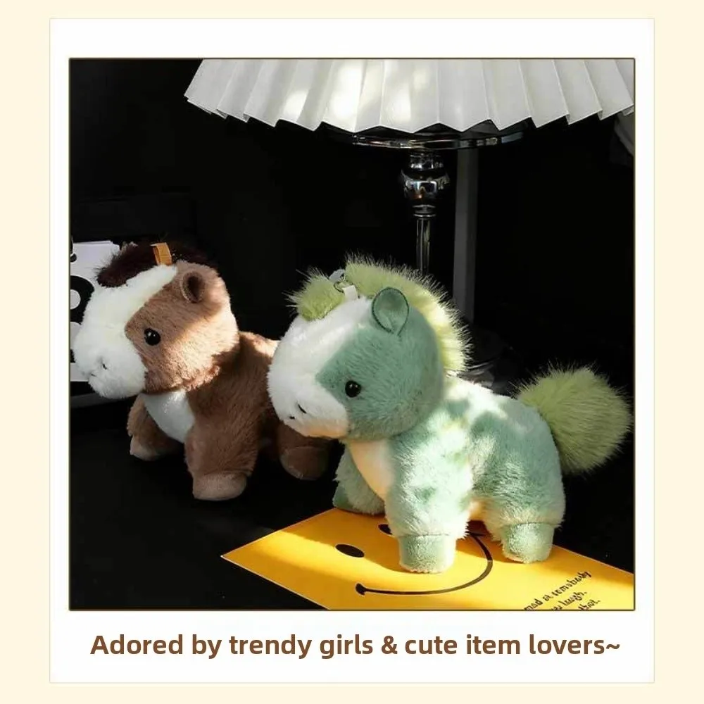 Fashion Fluffy Animal Keychain Soft Versatile Pony Bag Charm Lightweight Cute Horse Keyring For Purse Car Keys