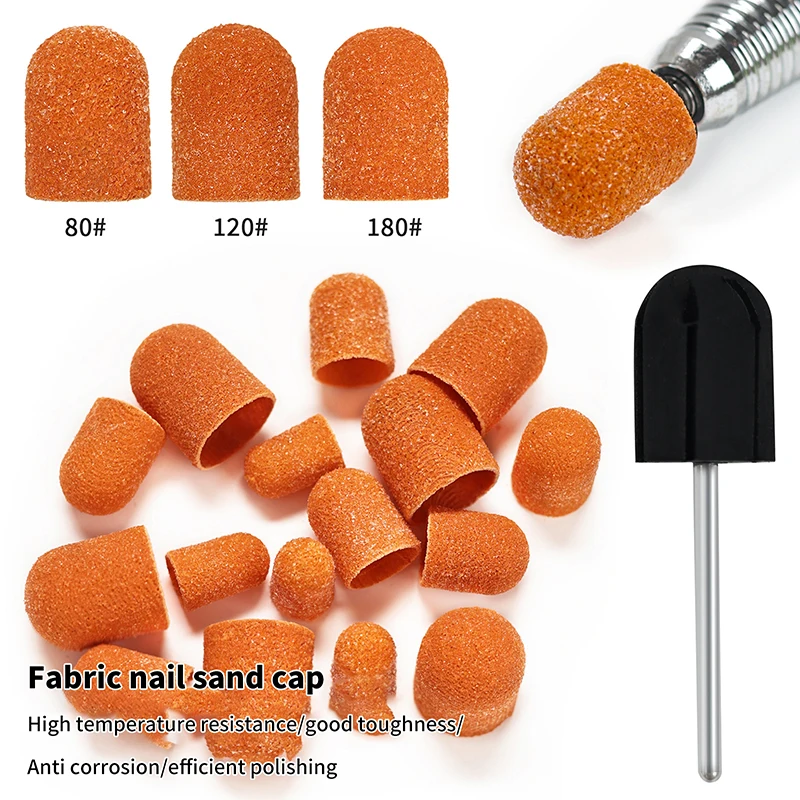 1pcs Nail Sanding Caps With Rubber Gel Polish Remover Nail Drill Bit Mill Grinding Sand Cap Pedicure Tool For Manicure Machine