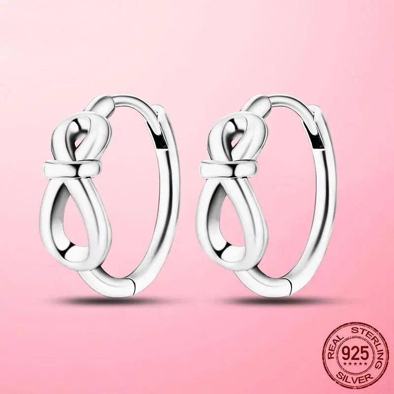 

2024 New 925 Sterling Silver Infinity Knot Hoop Earrings For Women Girl Wife Gift Original Fashion Jewelry Making