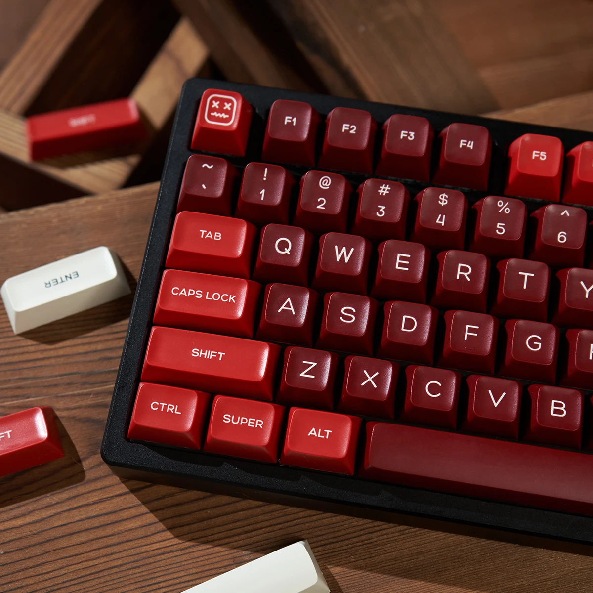 ECHOME Podol Red Theme Keycap Set ABS 2-color Molded Custom Ball Keyboard Cap SA Profile Key Cap for Mechanical Keyboard Alice