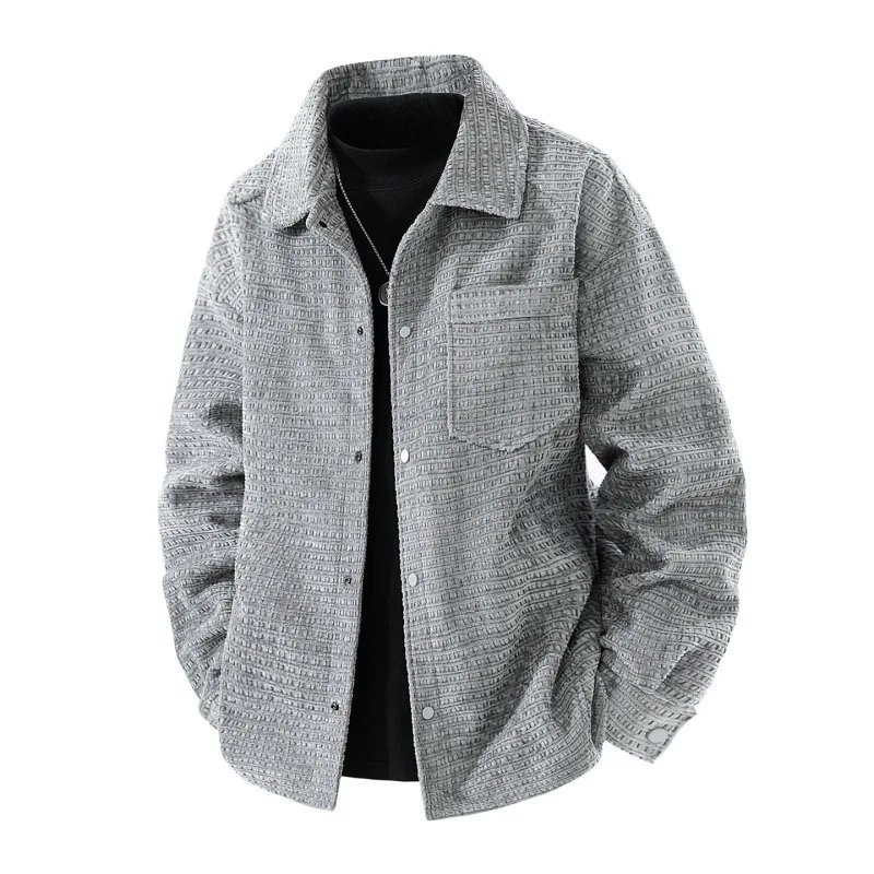 

Autumn Man Coat New Simple Solid Color Turn Down Collar Outerwear Casual Single-breasted Long Sleeve Loose Soft Daily Men Jacket