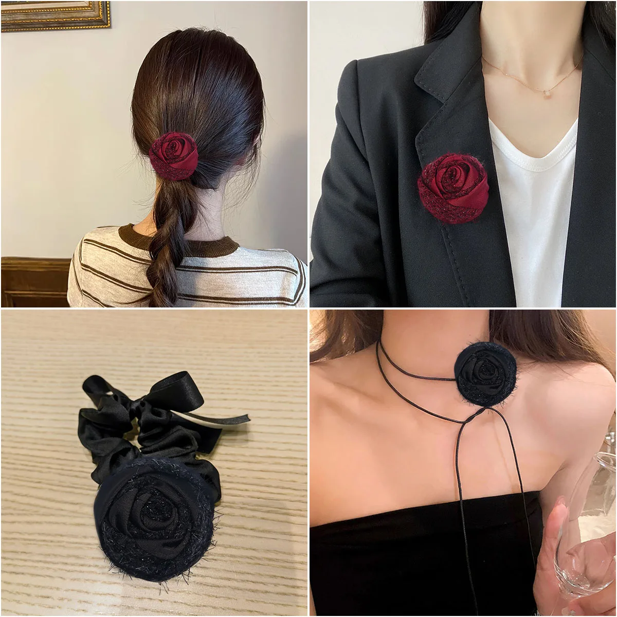 1PCS Bright Silk Fabric Fashion Rose Bud Flower For Rose Fabric  Hair Accessories Clothing Accessories