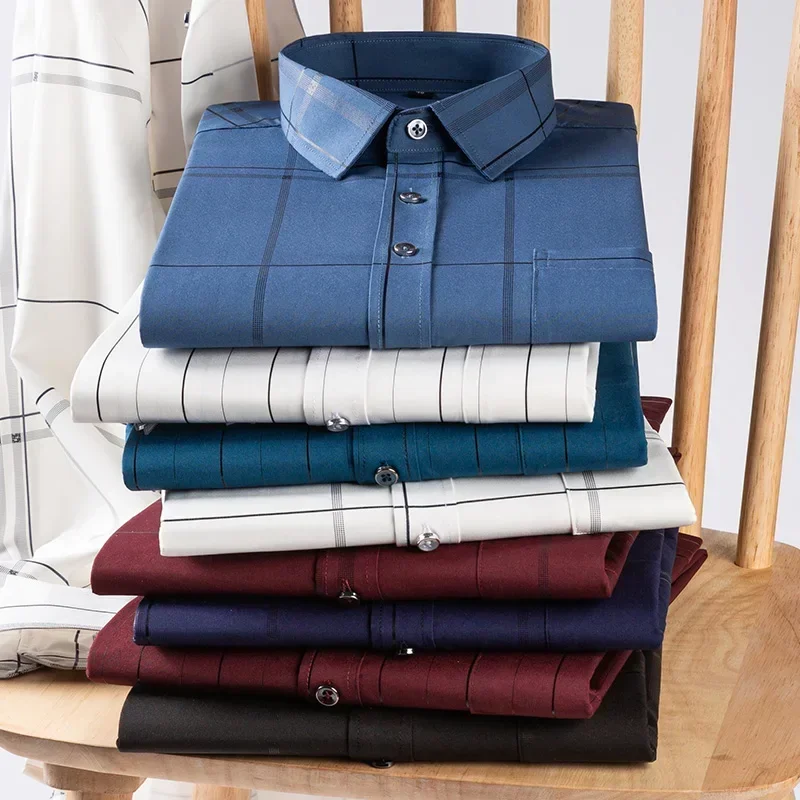 

Рубашка мужская деловая с коротким рукавом, элегантная блуза с золотым принтом, без железа, Повседневная Стандартная рабочая одежда