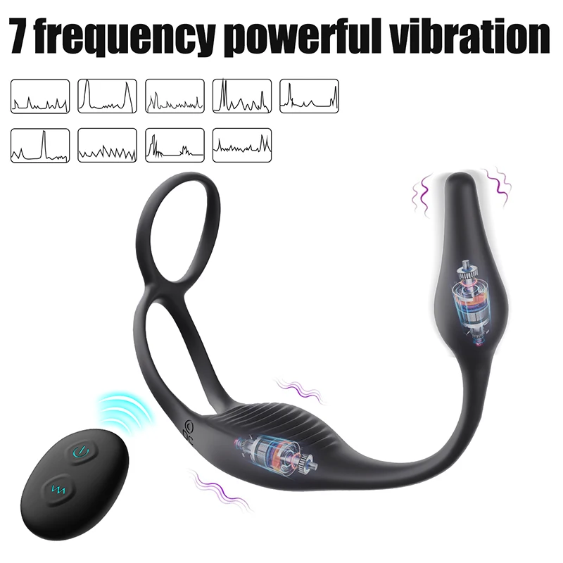 Remote Control Anal Vibrator for Men with Penis Ring Vibrating Prostate Massager Perineum Stimulator Beginner Butt Plug