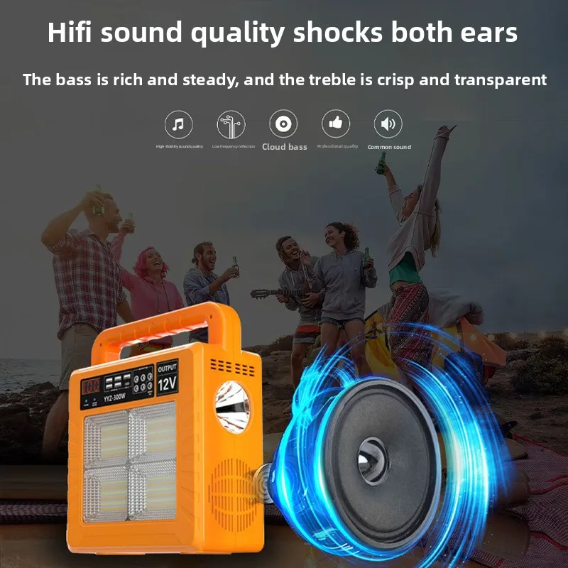 220V Outdoor Mobile Power Supply 300W High Power Energy Storage  Camping Lighting Power Supply Bluetooth Audio Tool