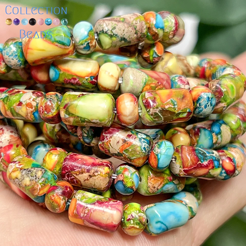 Jaspe sédiments de mer colorés naturels, 4x6x10mm, perles d'espacement amples pour la fabrication de bijoux, accessoires de collier et de bracelet à bricoler soi-même